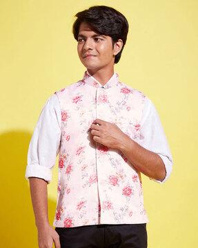 boys floral print nehru jacket