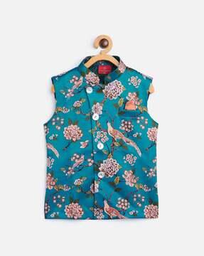 boys floral print nehru jacket