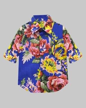 boys floral print regular fit shirt