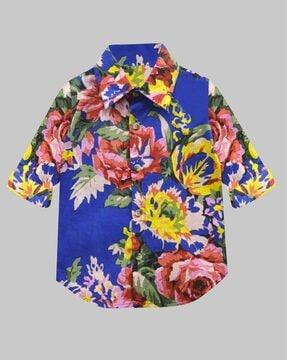 boys floral print regular fit shirt