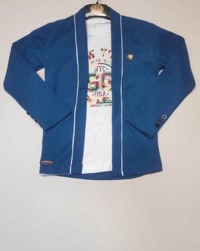 boys front-open blazer with contrast tipping