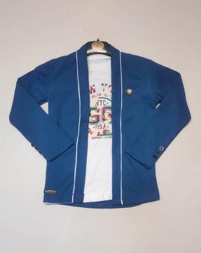 boys front-open blazer with contrast tipping