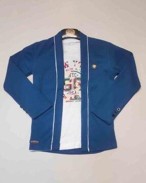 boys front-open blazer with contrast tipping