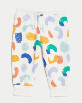 boys geometric print joggers with drawstring waist