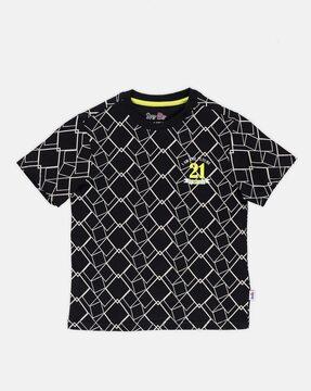 boys geometric print regular fit crew-neck t-shirt