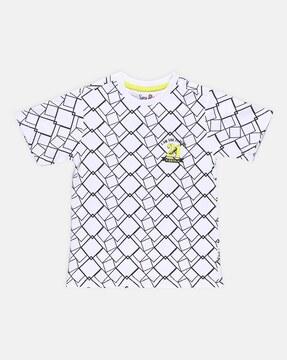 boys geometric print regular fit crew-neck t-shirt