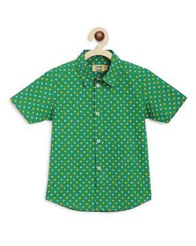 boys geometric print regular fit shirt