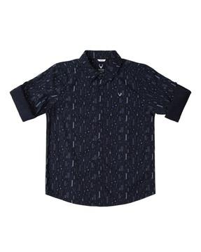 boys geometric print slim fit shirt