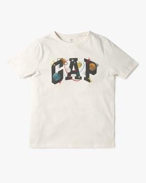 boys graphic logo print t-shirt with short sleeves