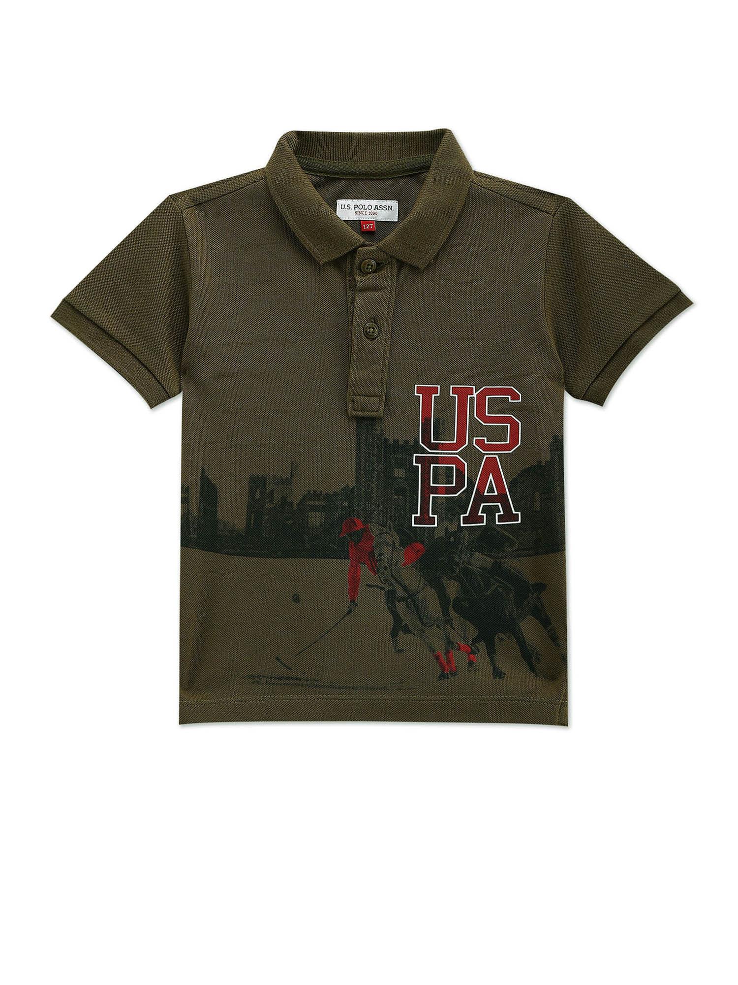 boys graphic print cotton polo t-shirt
