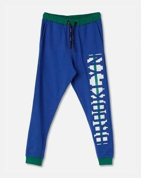boys graphic print joggers with elasticated drawstring waist