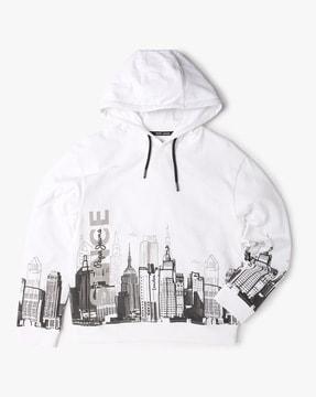 boys graphic print oversized hoodie