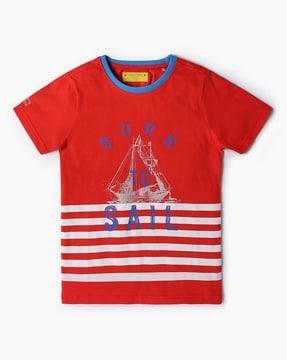 boys graphic print regular fit crew-neck t-shirt