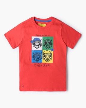 boys graphic print regular fit crew-neck t-shirt