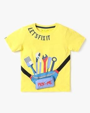 boys graphic print regular fit crew-neck t-shirt