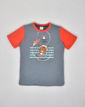 boys graphic print regular fit crew-neck t-shirt