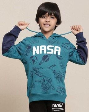 boys graphic print regular fit hoodie