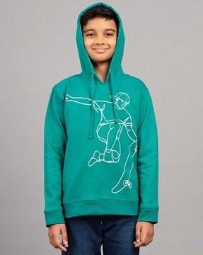 boys graphic print regular fit hoodie