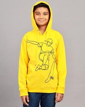 boys graphic print regular fit hoodie