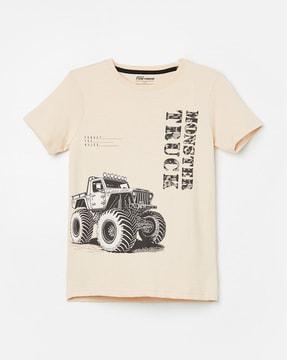 boys graphic print regular fit round-neck t-shirt