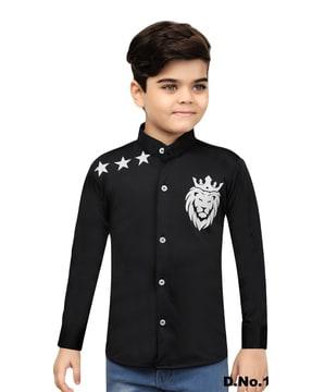 boys graphic print regular fit shirt