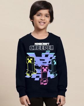 boys graphic print round-neck sweatshirt