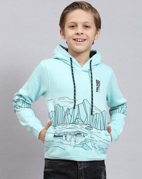boys graphic printed hooded sweatshirt