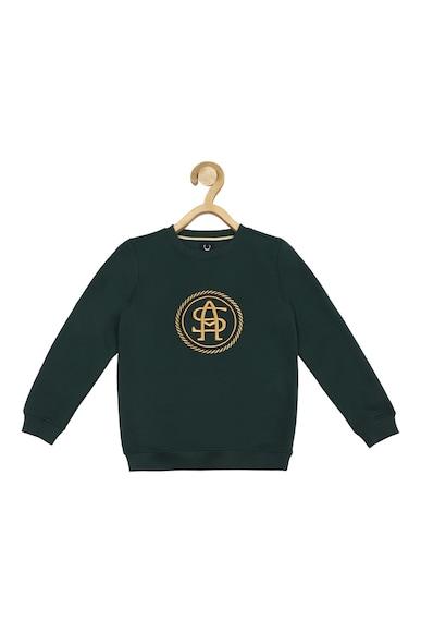 boys green embroidered regular fit sweatshirt