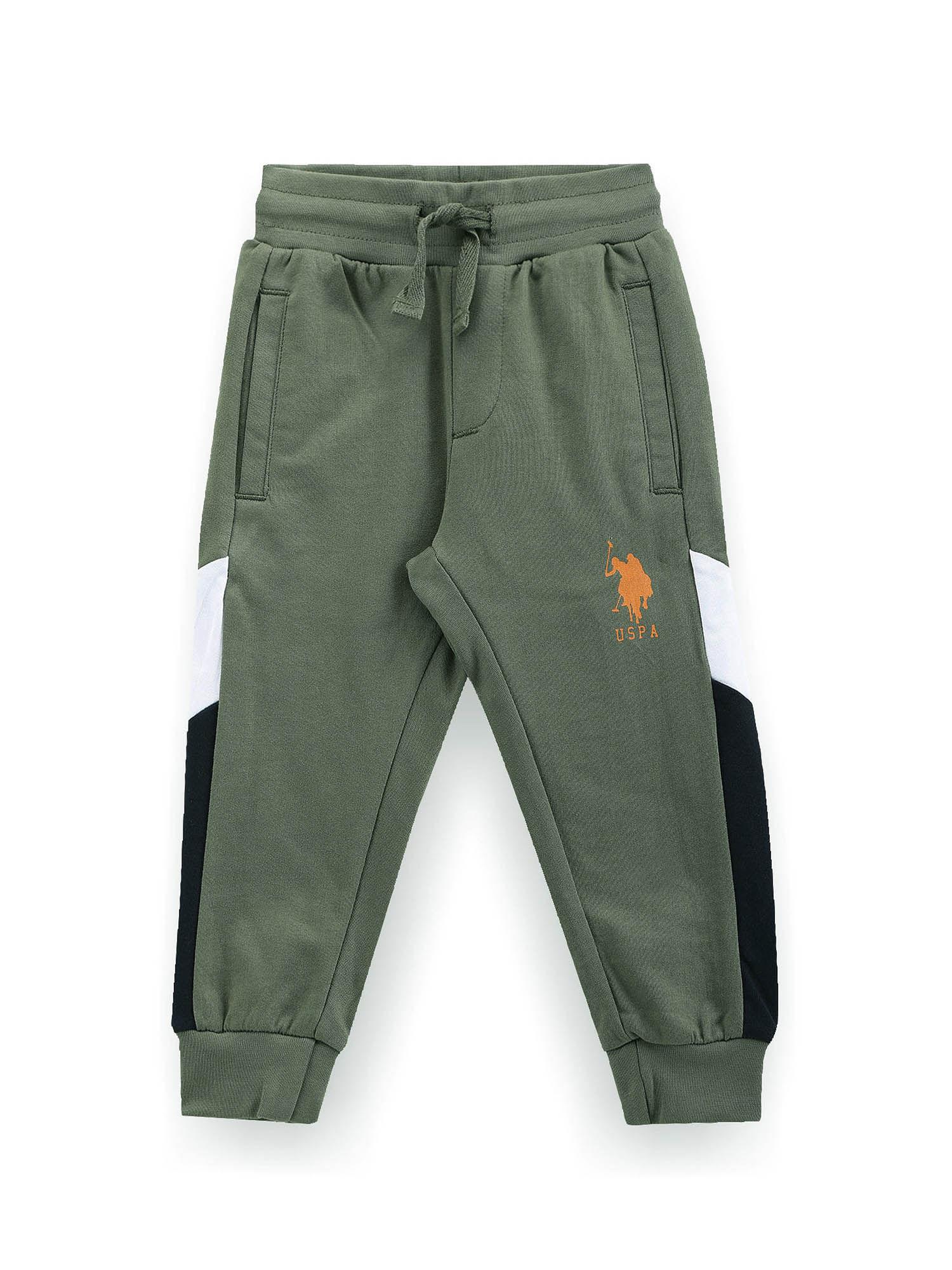 boys green panelled joggers