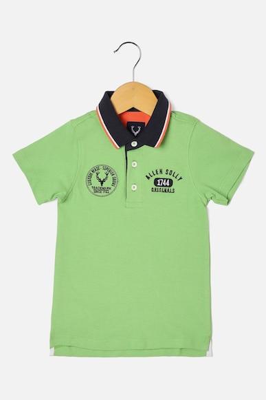 boys green regular fit solid polo neck t-shirt