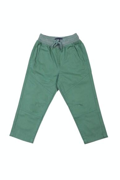 boys green regular fit solid trousers