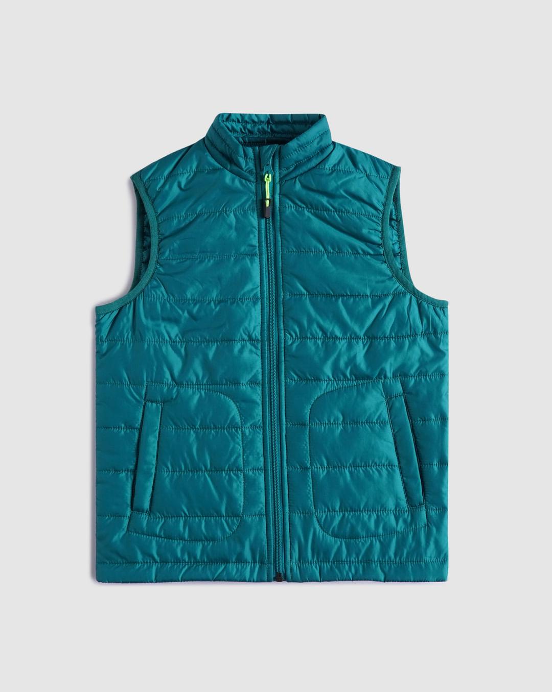 boys green sleeveless puffer winter jacket