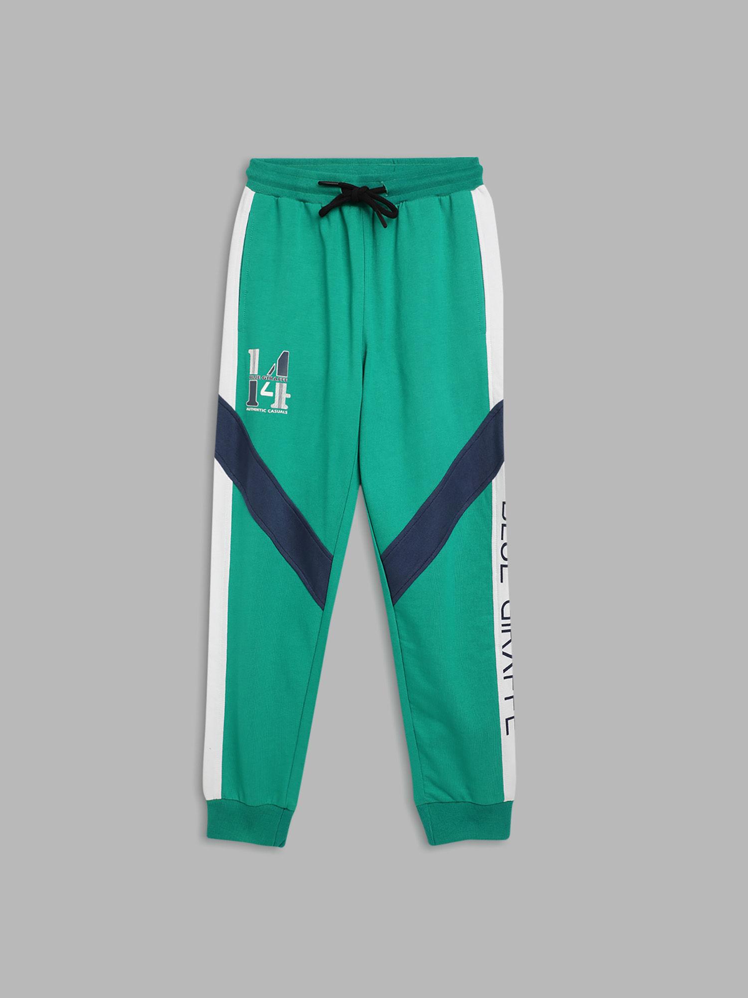 boys green solid joggers