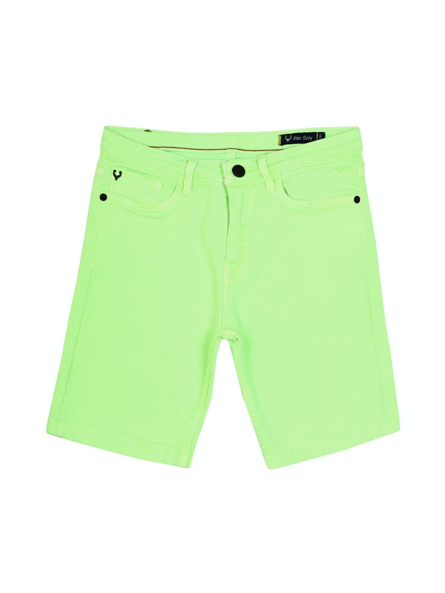 boys green solid shorts