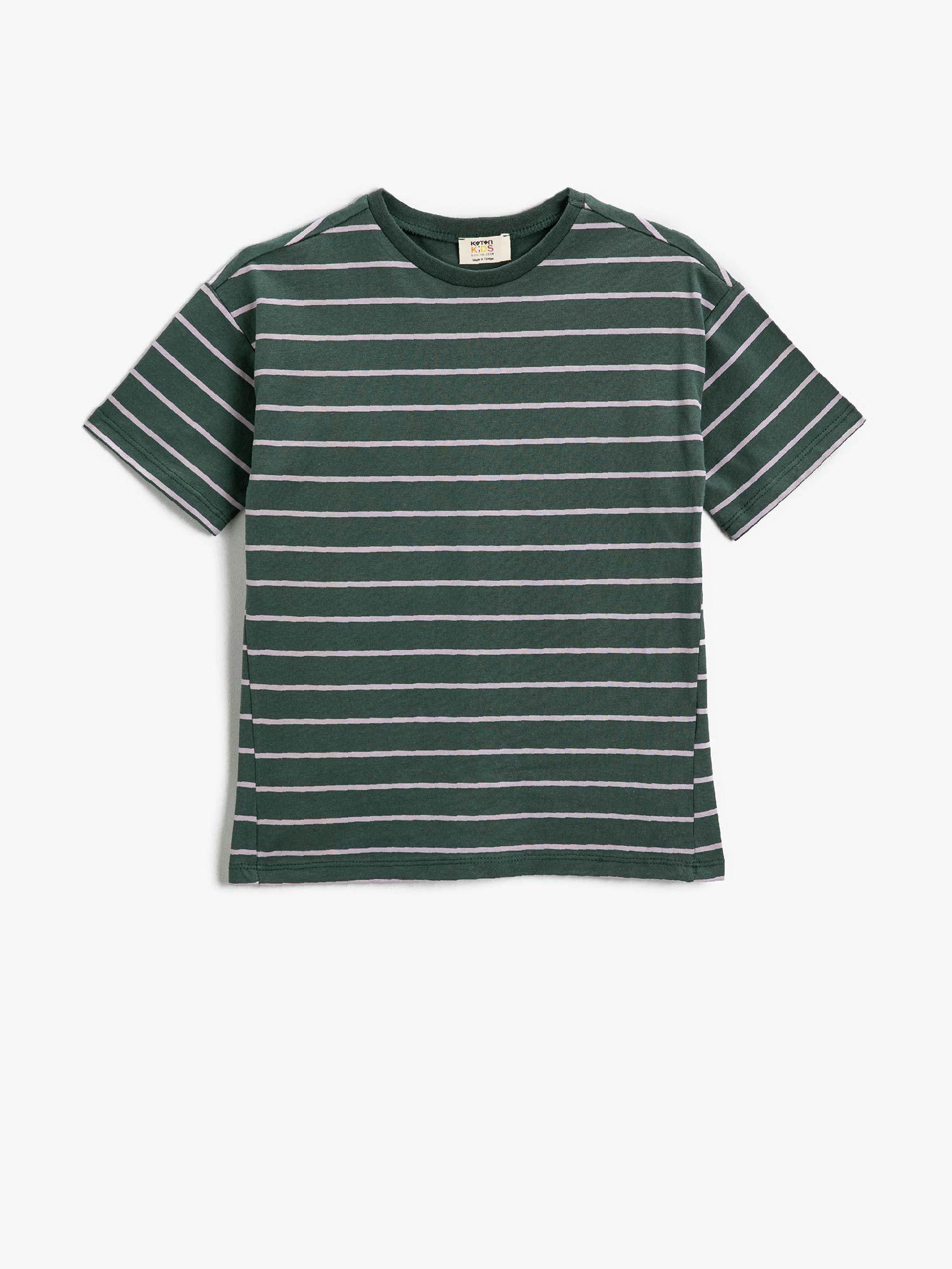 boys green stripes t-shirt