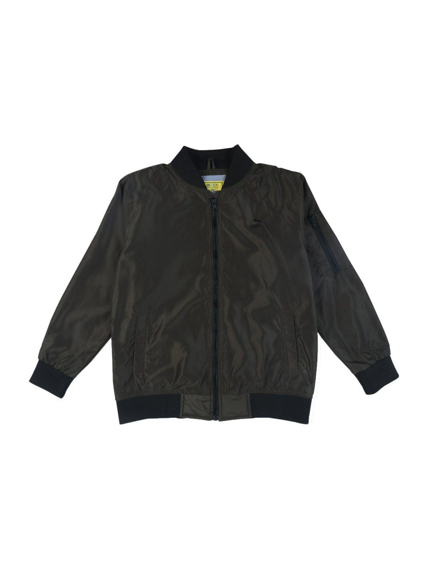 boys green taffeta solid heavy winter jacket