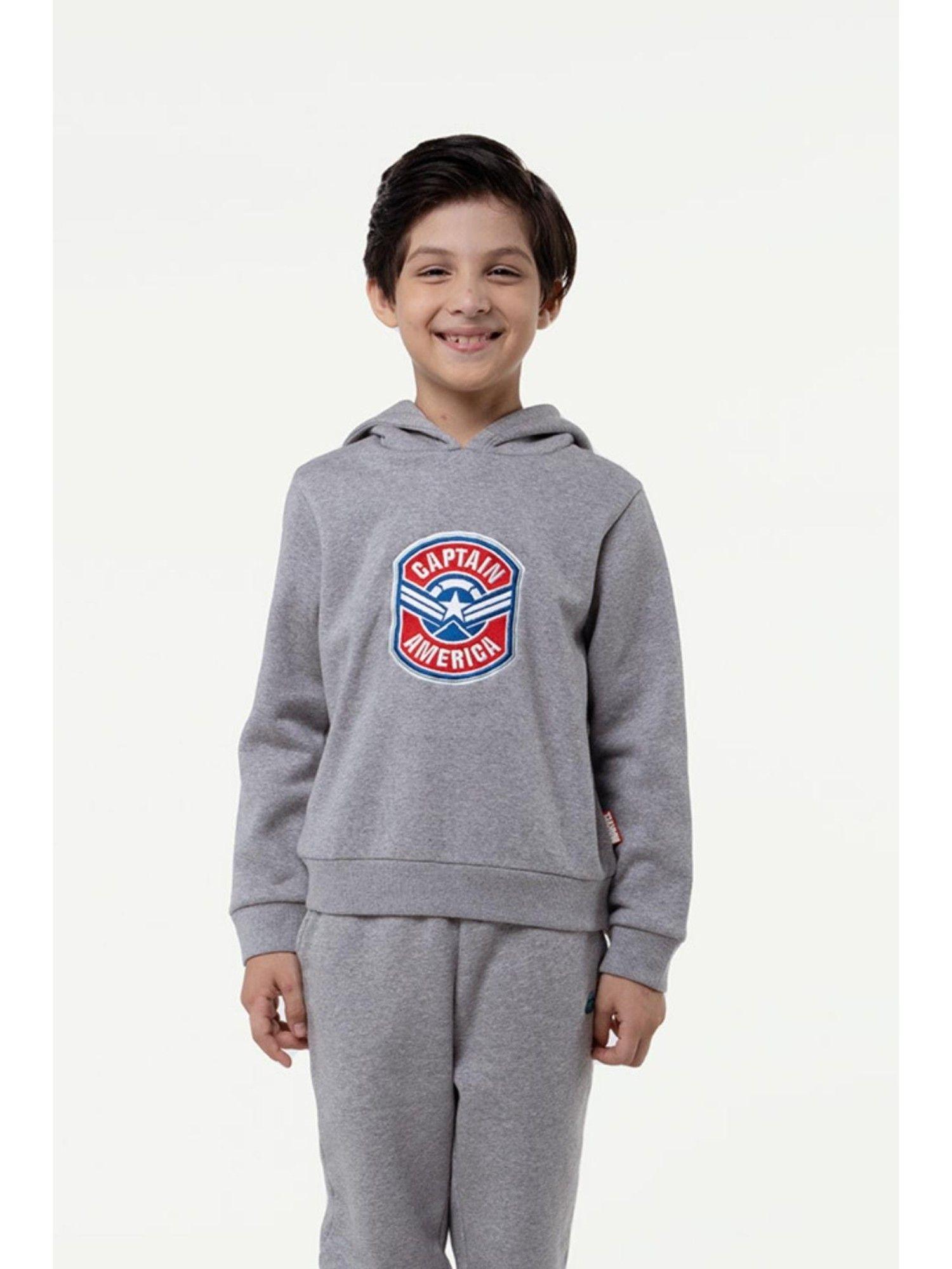 boys grey captain america embroidered hoodie