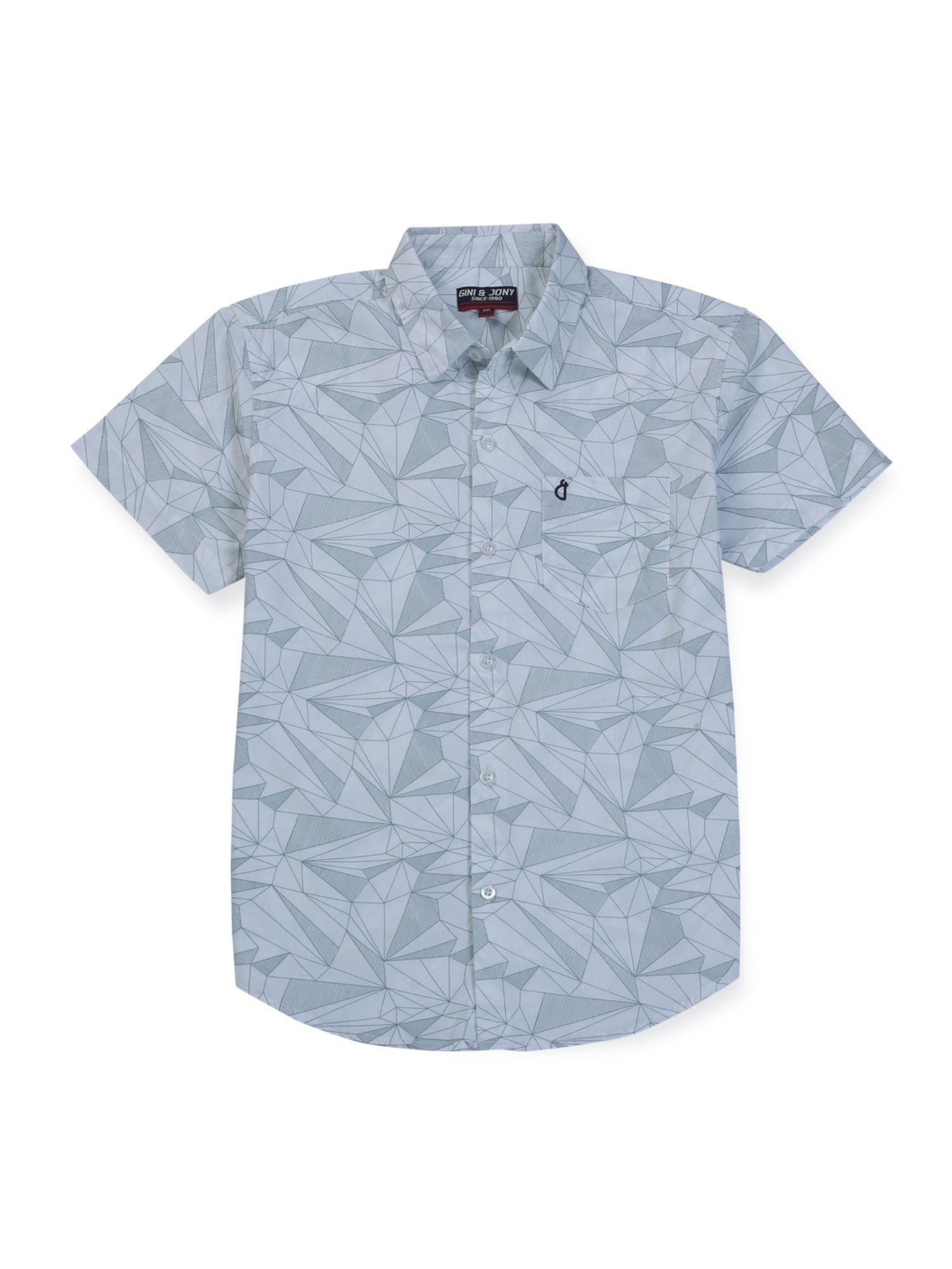 boys grey cotton printed half sleeves shirt