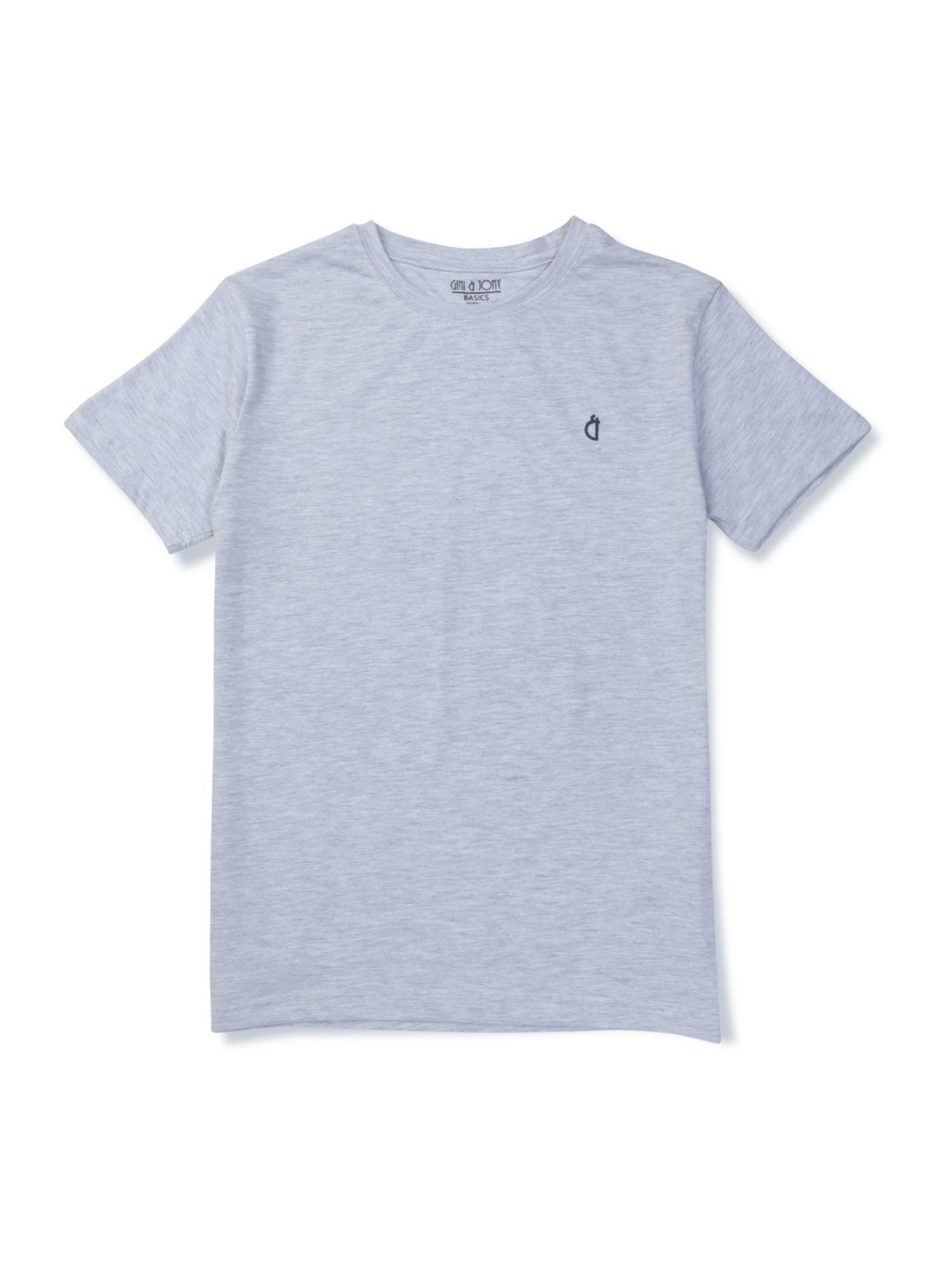 boys grey cotton solid t-shirt half sleeves