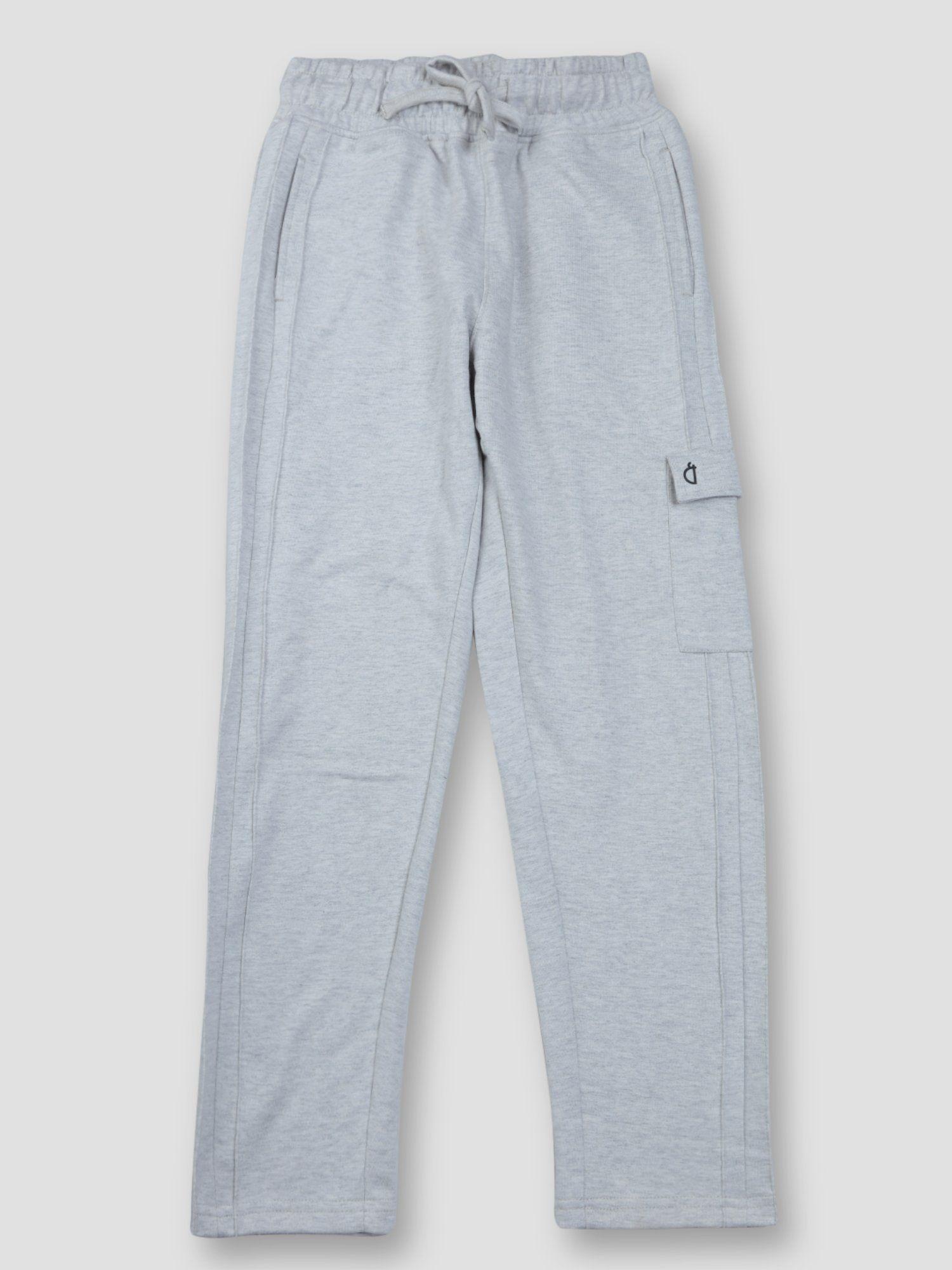 boys grey cotton solid trackpant