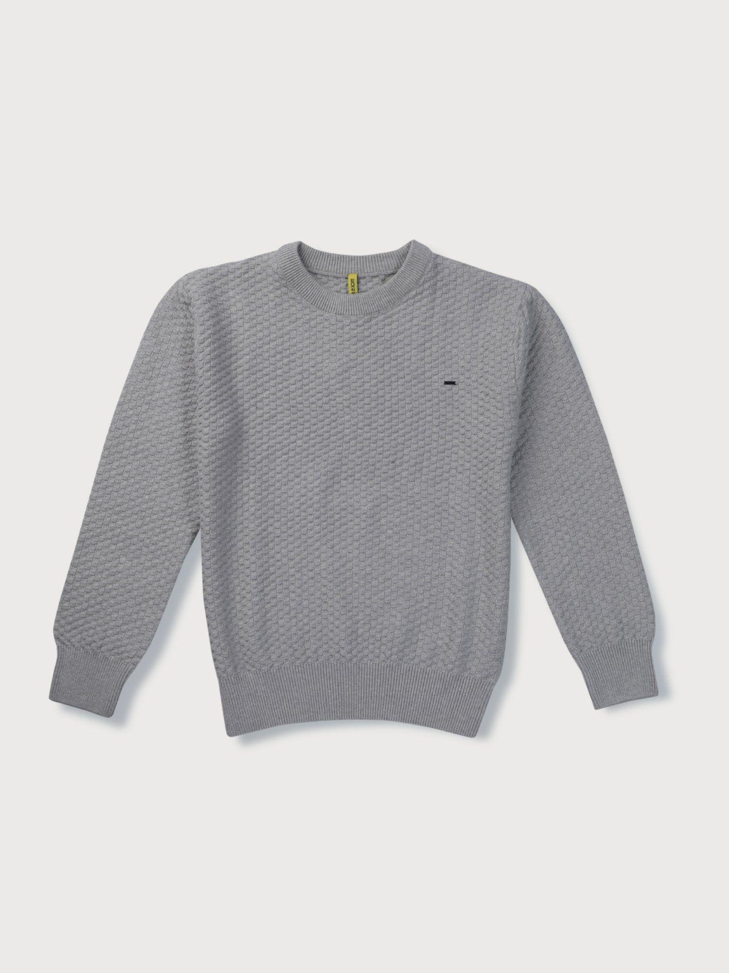 boys grey cotton woven sweater