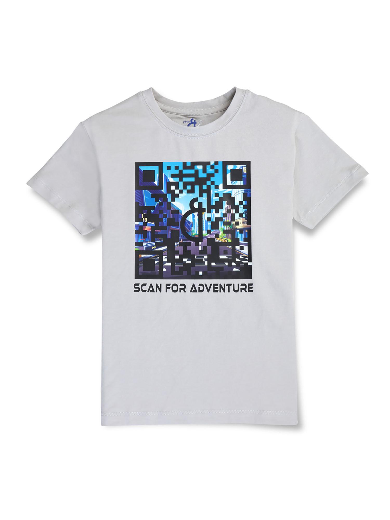 boys grey digital print cotton t-shirt half sleeves