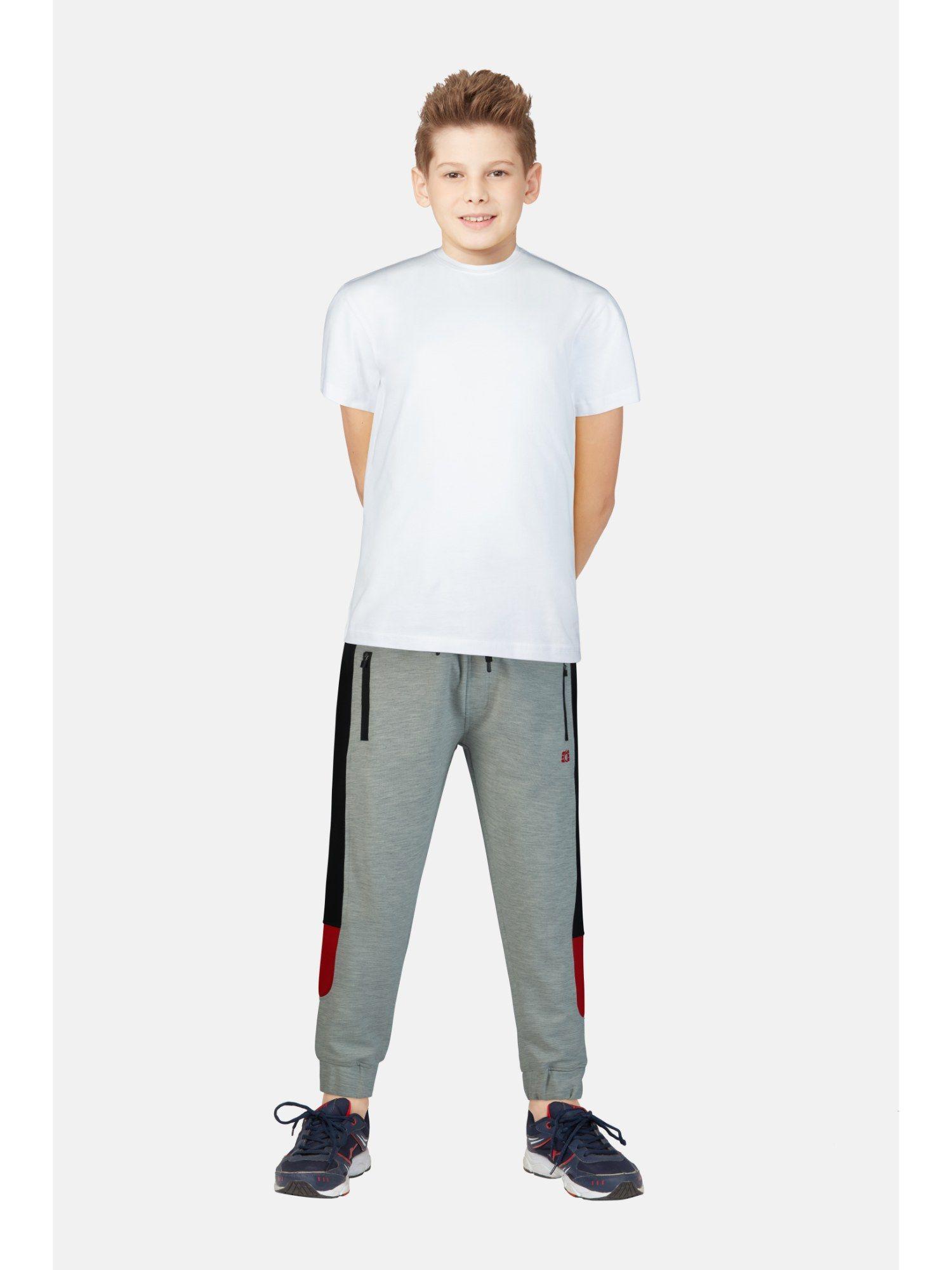 boys grey knitted colorblock elasticated track pant