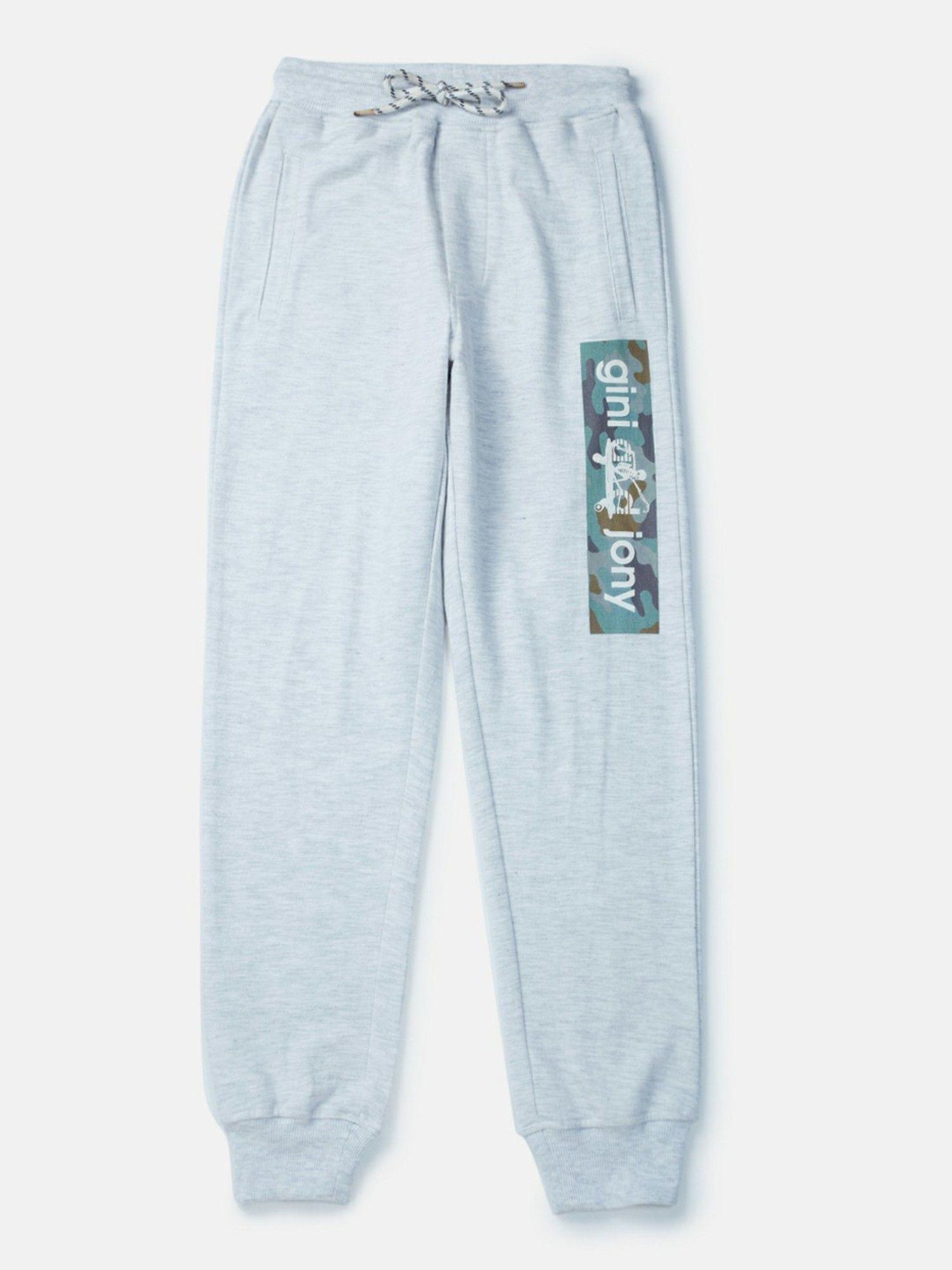 boys grey knitted graphic track pant