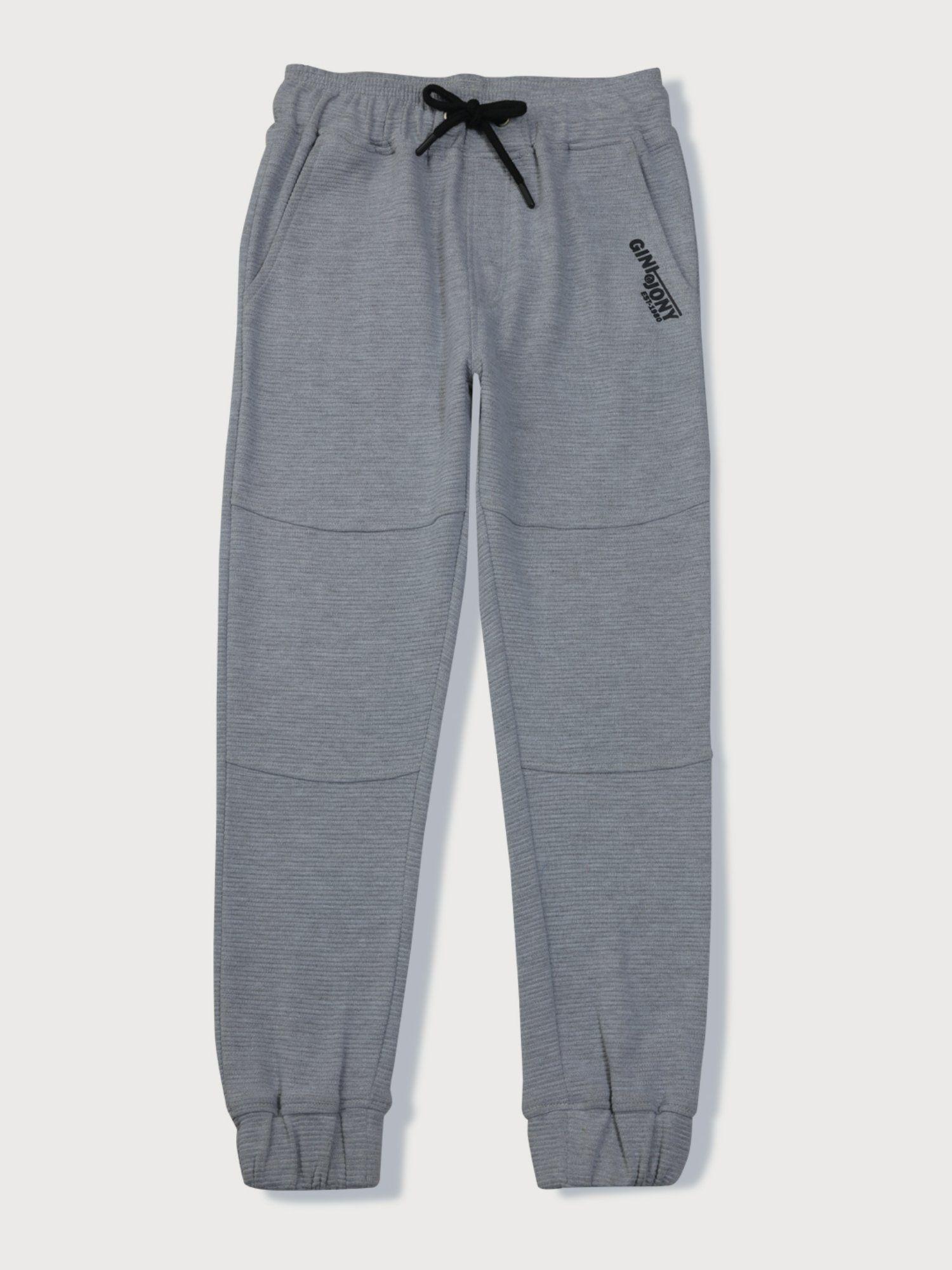 boys grey knitted solid trackpant