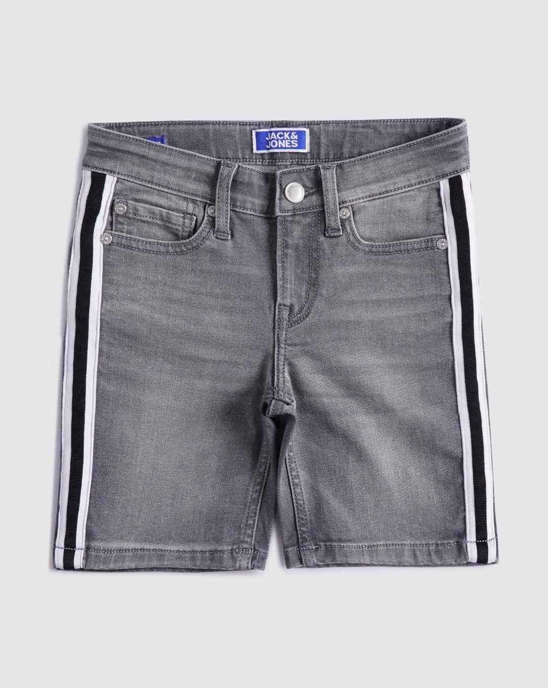 boys grey low rise denim shorts