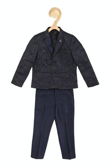 boys grey print regular fit two piece suit