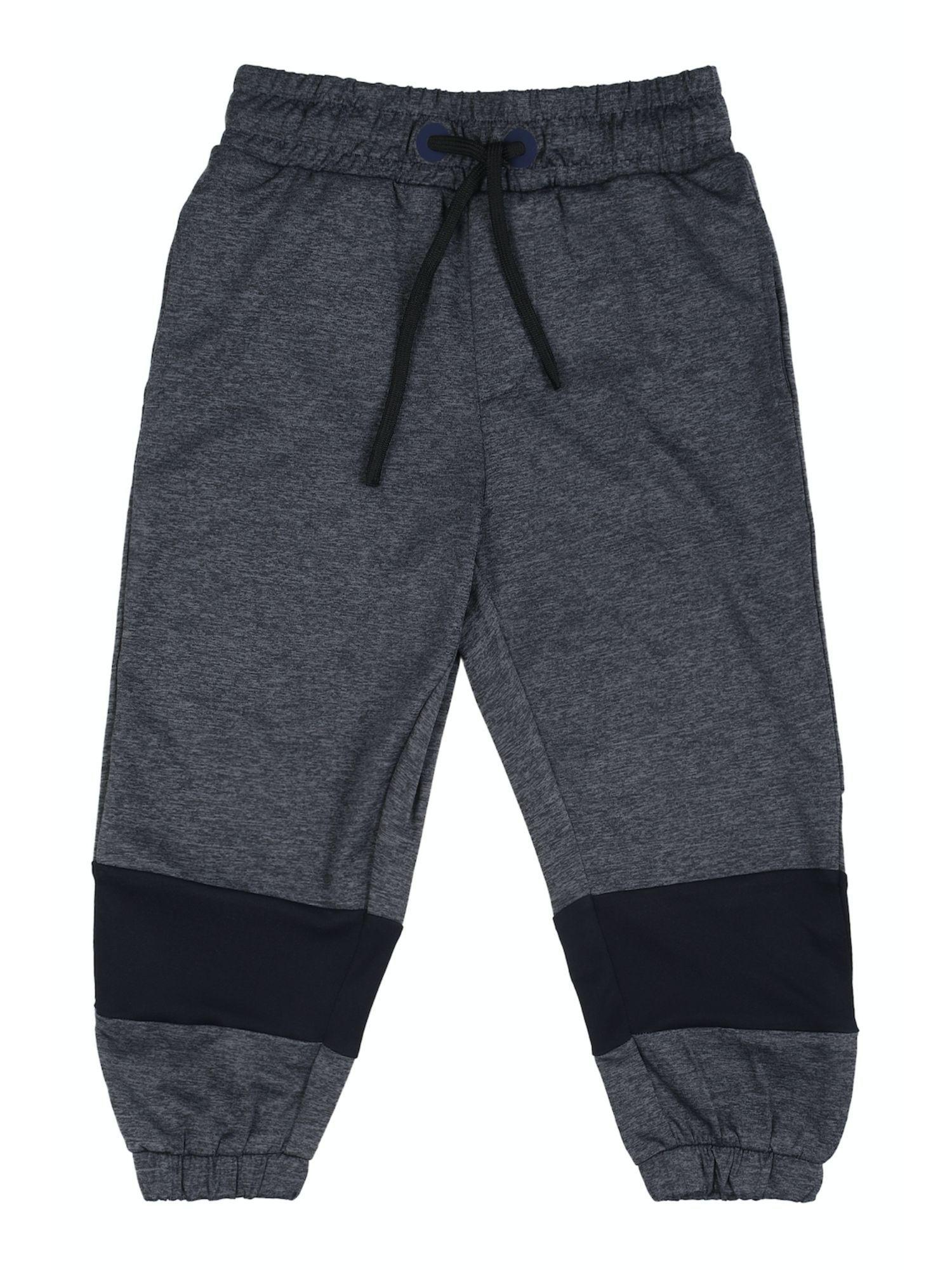 boys grey regular fit patterned track pants