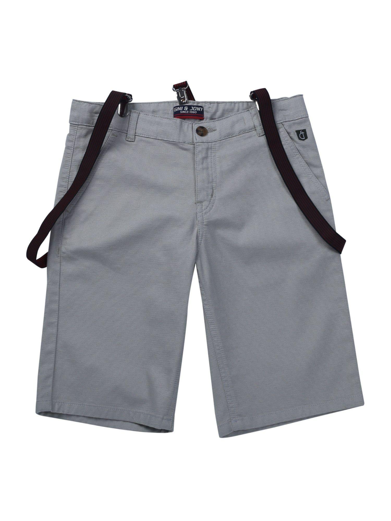boys grey solid bermuda shorts (set of 2)
