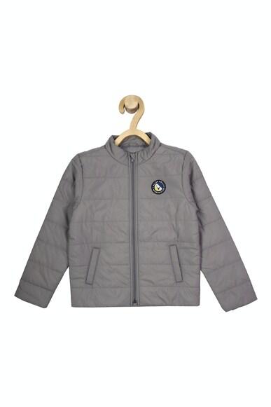 boys grey solid regular fit jacket